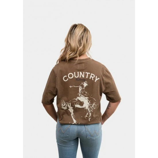 COUNTRY LIBERTY - T-Shirt Unisexe Washed Brown Saddle Bronc
