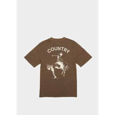 COUNTRY LIBERTY - T-Shirt Unisexe Washed Brown Saddle Bronc