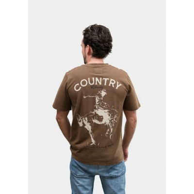 COUNTRY LIBERTY - T-Shirt Unisexe Washed Brown Saddle Bronc