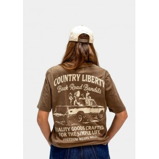COUNTRY LIBERTY - T-Shirt Unisexe Washed Brown...