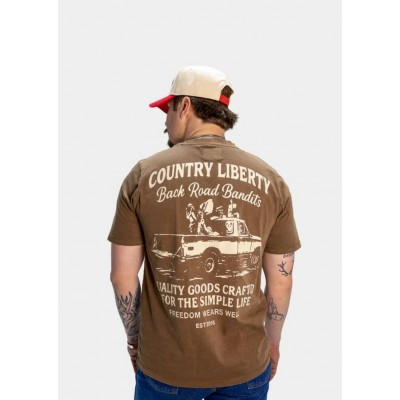 COUNTRY LIBERTY - T-Shirt Unisexe Washed Brown Backroad Bandits
