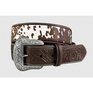 Wrangler - Ceinture en cuir imprimé vache brune &...