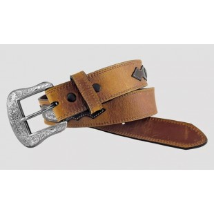 Wrangler - Ceinture en cuir avec conchos