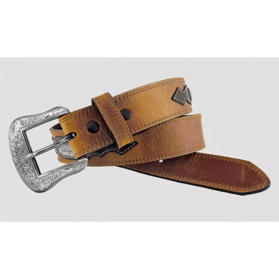 Wrangler - Ceinture en cuir avec conchos