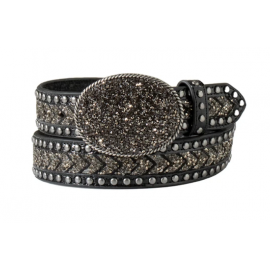 ANGEL RANCH - Ceinture en cuir avec boucle, modèle Diamant
