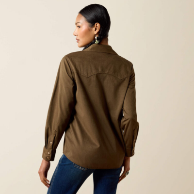 ARIAT - Chemise Western à Snap Autumn Drift - Suède Olive