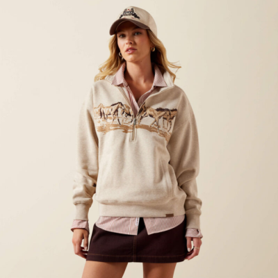 ARIAT - Pull Running Wild 1/2 Zip - Oatmeal