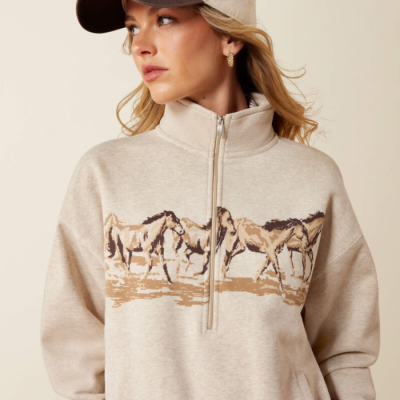 ARIAT - Pull Running Wild 1/2 Zip - Oatmeal