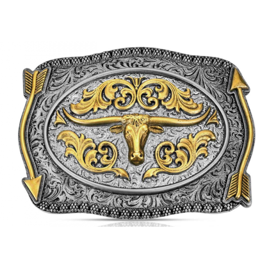 MONTANA SILVERSMITH - Boucle de ceinture Pointing West Longhorn