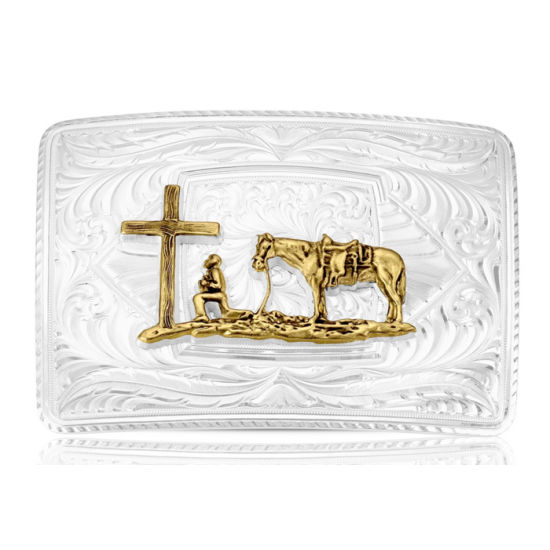 MONTANA SILVERSMITH - Boucle de ceinture Western Standard Praying Cowboy