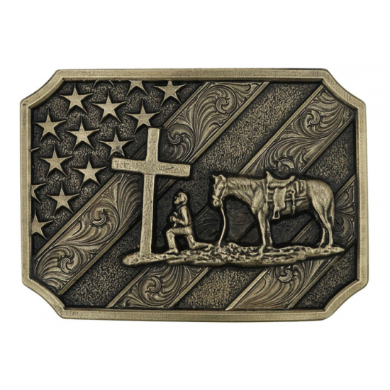 MONTANA SILVERSMITH - Boucle de ceinture Patriot Christian Cowboy