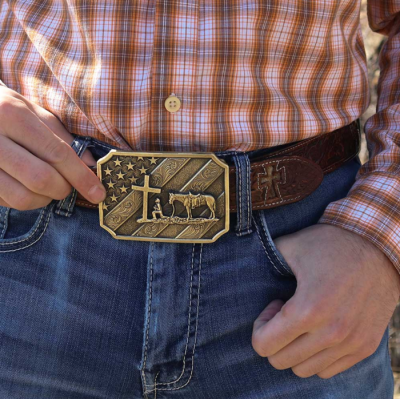 MONTANA SILVERSMITH - Boucle de ceinture Patriot Christian Cowboy