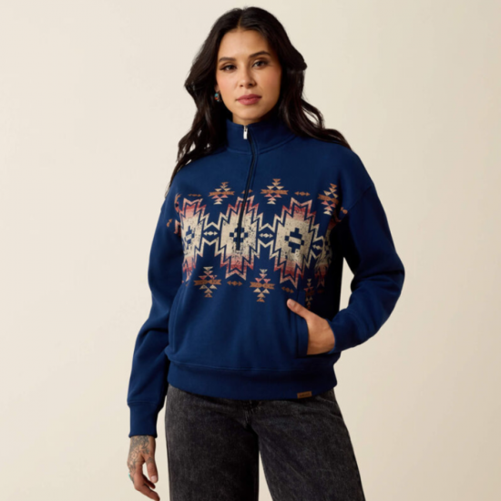 ARIAT - Pull Fern 1/2 Zip - Bleu Pageant