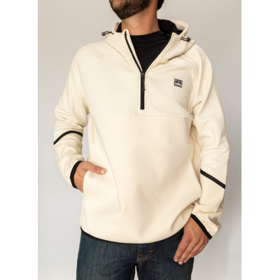 KIMES RANCH - Hoodie Frayser 1/2 Zip - Naturel