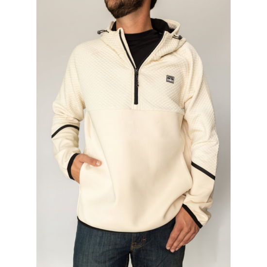 KIMES RANCH - Hoodie Frayser 1/2 Zip - Naturel