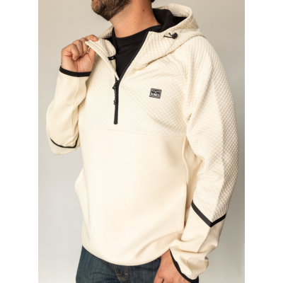 KIMES RANCH - Hoodie Frayser 1/2 Zip - Naturel