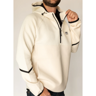 KIMES RANCH - Hoodie Frayser 1/2 Zip - Naturel