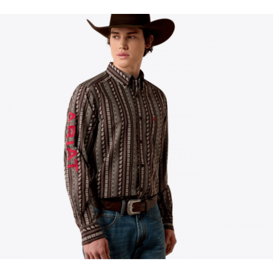ARIAT - Chemise Ajustée Team Ean - Chocolate Plum Southwest Stripe