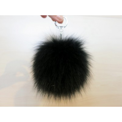 Duo de gros pompons en renard - blanc et noir