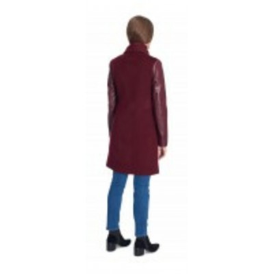 Stefano - Manteau MIRANDA cuir et laine, bordeau