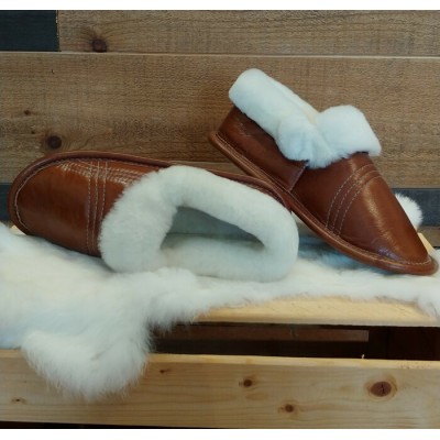 Bilodeau - Pantoufles en cuir et mouton pour femme...
