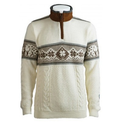 Norlender - Pull en laine SPITZBERGEN, blanc-brun