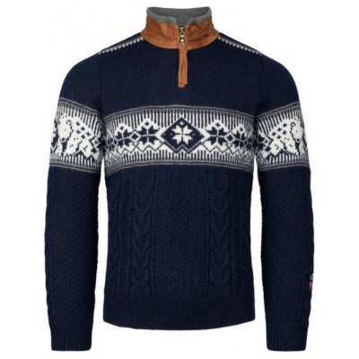 Norlender - Pull en laine SPITZBERGEN, navy-blanc