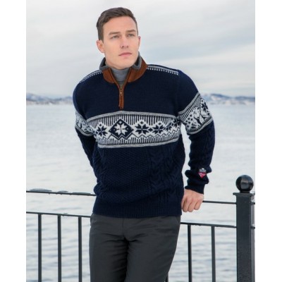 Norlender - Pull en laine SPITZBERGEN, navy-blanc