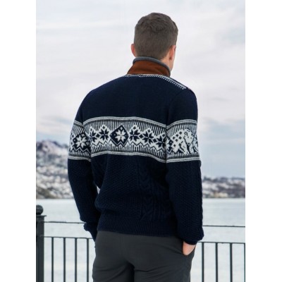 Norlender - Pull en laine SPITZBERGEN, navy-blanc
