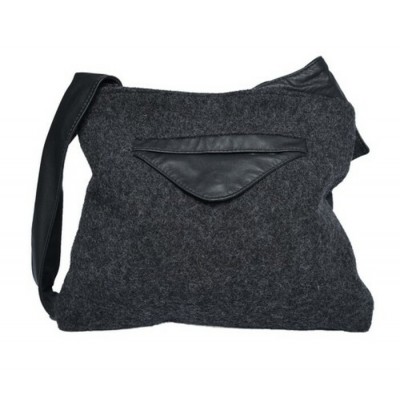 Bilodeau - Sac à main JULIA en lainage et loup marin noir