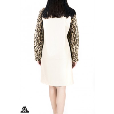 MANTEAU en cuir et ocelot