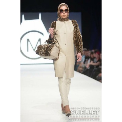 MANTEAU en cuir et ocelot