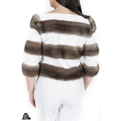 PULLOVER en cuir et vison