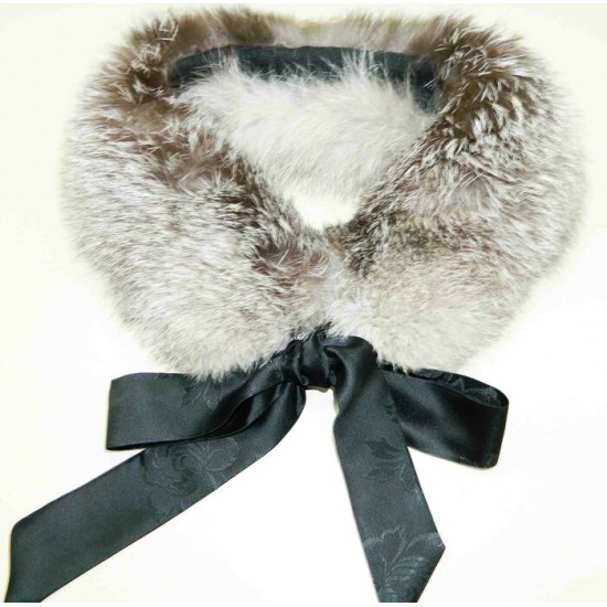 COL FOULARD de renard indigo avec ruban