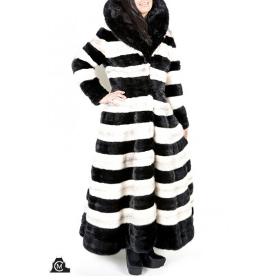 MANTEAU en fourrure de vison croisé et noir MANTEAU en fourrure de vison croisé et noir