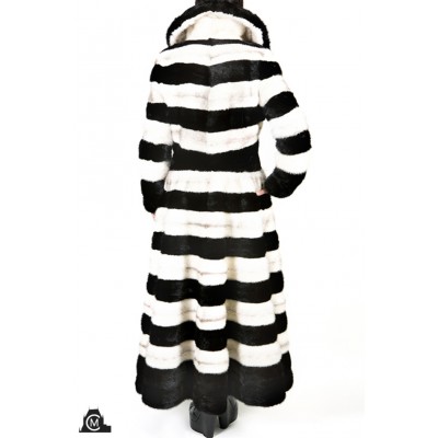 MANTEAU en fourrure de vison croisé et noir