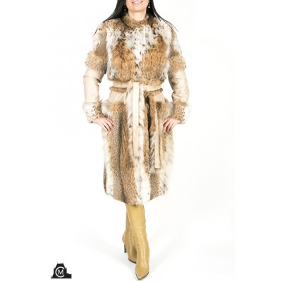 MANTEAU en fourrure de lynx avec cuir