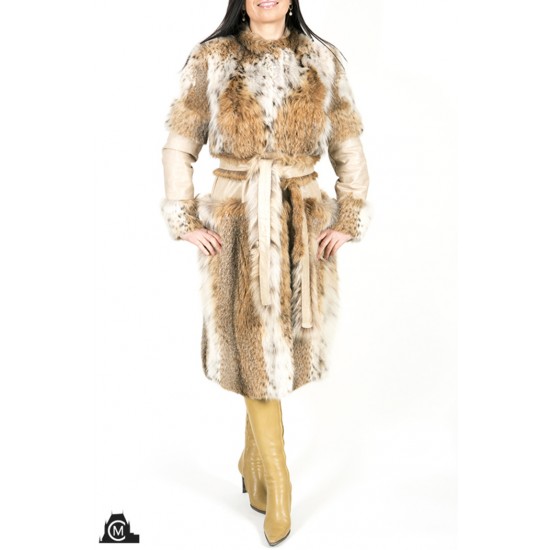 MANTEAU en fourrure de lynx avec cuir MANTEAU en fourrure de lynx avec cuir