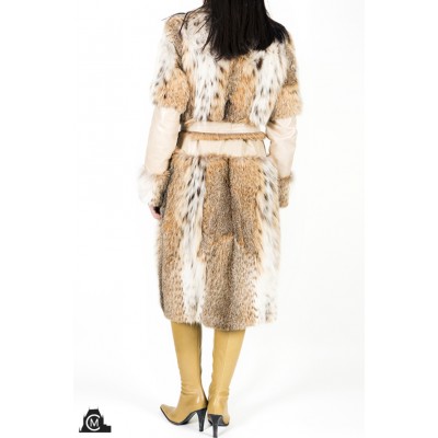 MANTEAU en fourrure de lynx avec cuir