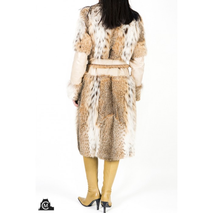 MANTEAU en fourrure de lynx avec cuir MANTEAU en fourrure de lynx avec cuir