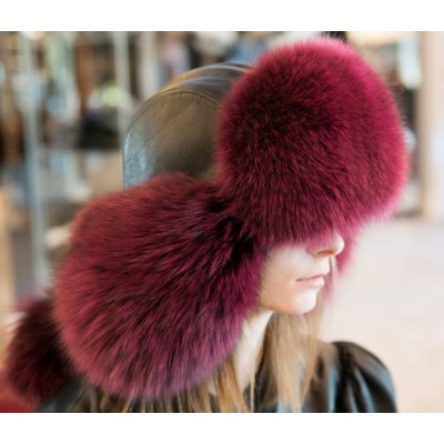 CHAPEAU en fourrure de renard bourgogne 