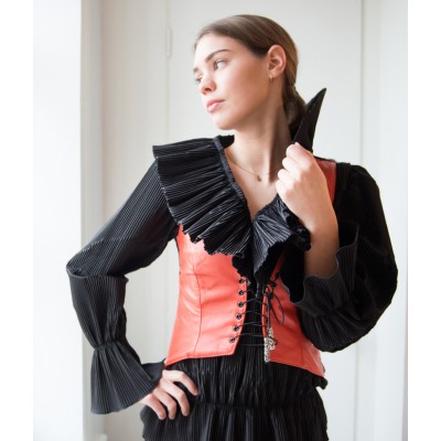 Veste en cuir orange 