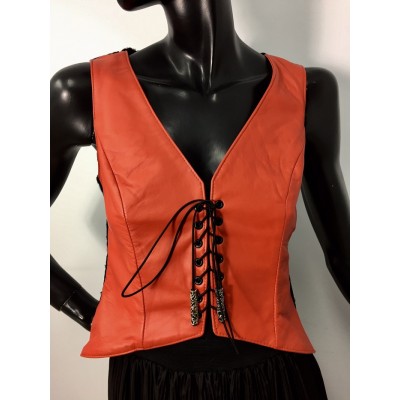 Veste en cuir orange 