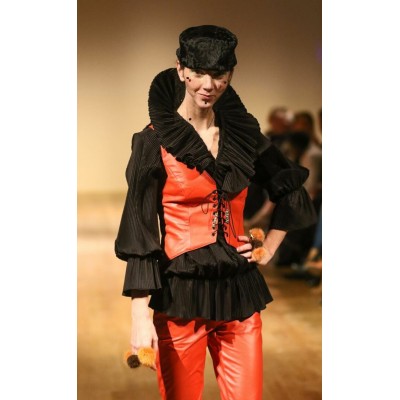 Veste en cuir orange 