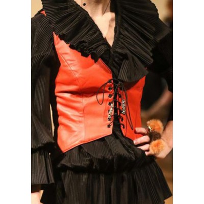 Veste en cuir orange 
