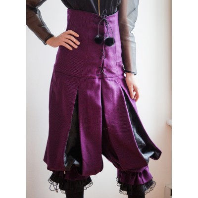 Pantalon-jupe mauve avec corset