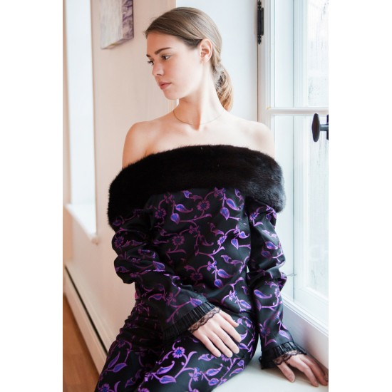 TOP avec fourrure de vison noir TOP avec fourrure de vison noir