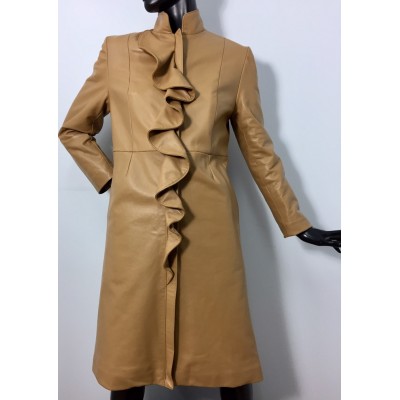 Manteau en cuir beige 