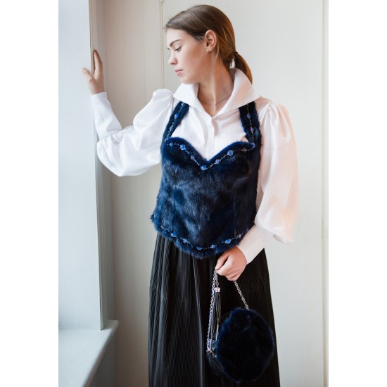 Bustier en fourrure de vison et cuir Bustier en fourrure de vison et cuir