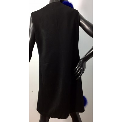 Veste en cachemire noir et renard